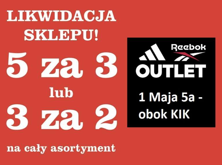 5za3 i 3za2 . Wyprzedaż w outlecie adidas/Reebok w Olsztynie