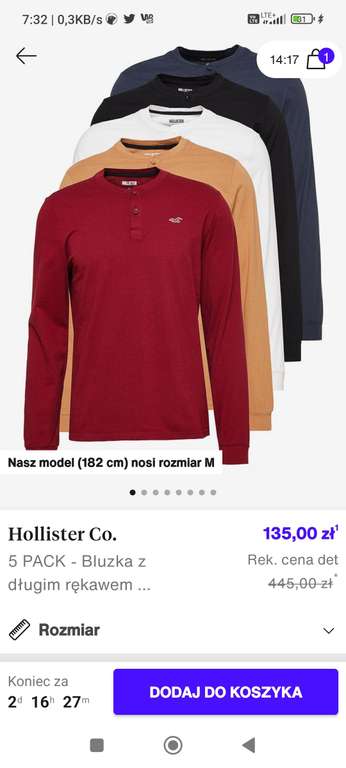 Hollister 5 Koszulek z długim rękawem S M L XL