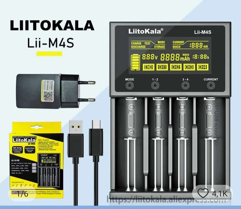 Ładowarka akumulatorów Liitokala Lii-M4S