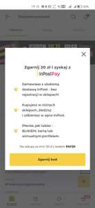 InPost Pay kupon 20 zł MWZ 50 zł
