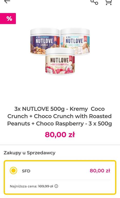 3x NUTLOVE 500g - Kremy Coco Crunch + Choco Crunch with Roasted Peanuts + Choco Raspberry - 3 x 500g