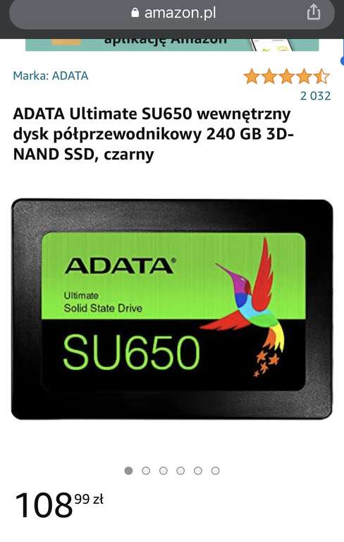Dysk ADATA SSD 240Gb 3D-NAND Ultimate SU650 Sata III
