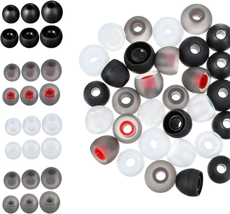 48 zamiennych silikonowych wkładek dousznych, wymienne końcówki, kompatybilne z większością słuchawek, 4 kolory, 3 rozmiary (11/12/13 mm)