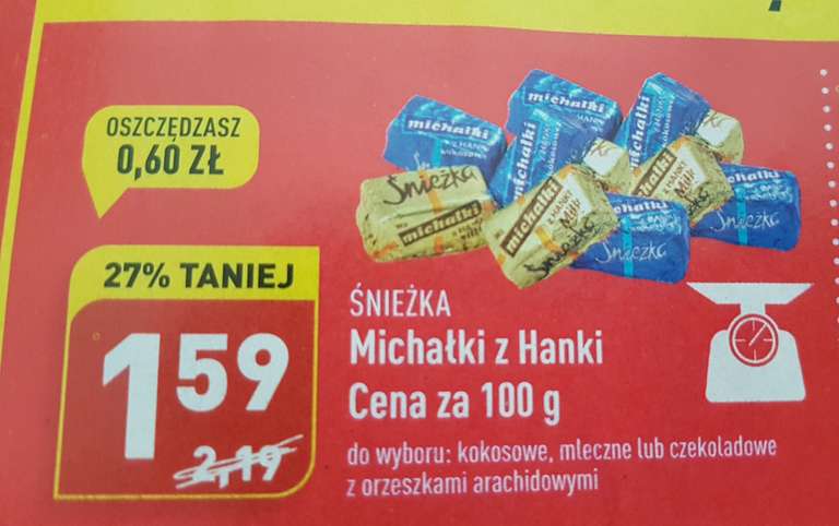 Cukierki Michałki od Hanki, różne smaki 1kg w Aldi tylko 30.07