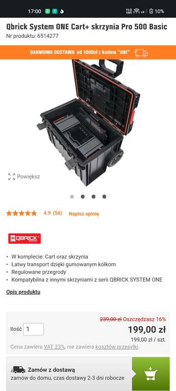 Zestaw Qbrick System ONE Cart+ skrzynia Pro 500 Basic