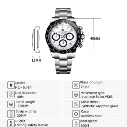 Zegarek PAGANI DESIGN 2024 Szafir, kwarc, luminescencja $51.26