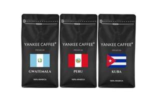 Kawa ziarnista Arabica Yankee Caffee Zestaw - 3 kaw po 1kg Gwatemala Peru Kuba 3000 g