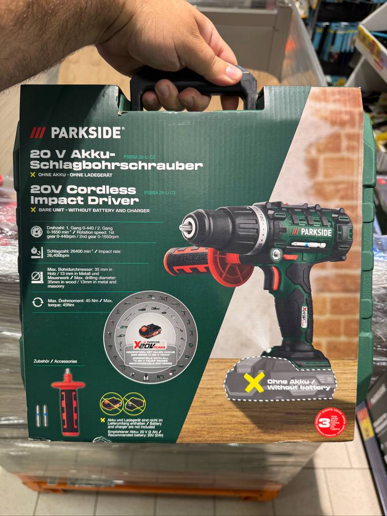 Kaufland - Akumulatorowa wiertarkowkrętarka udarowa 20 V, PSBSA 20-Li C3, (bez akumulatora i ładowarki)