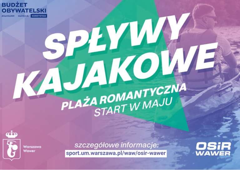 Bezpłatne spływy kajakowe w Wawrze dla mieszkańców m.st. Warszawy