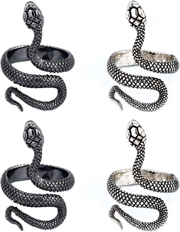 Cztery pierścionki w kształcie węża