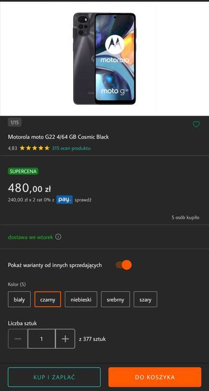 Smartfon Motorola Moto G22 4/64GB Czarny