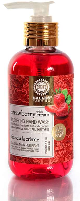 Saules Fabrika mydło ekologiczne mydło w płynie dla mężczyzn i kobiet, 200 ml (krem truskawkowy)