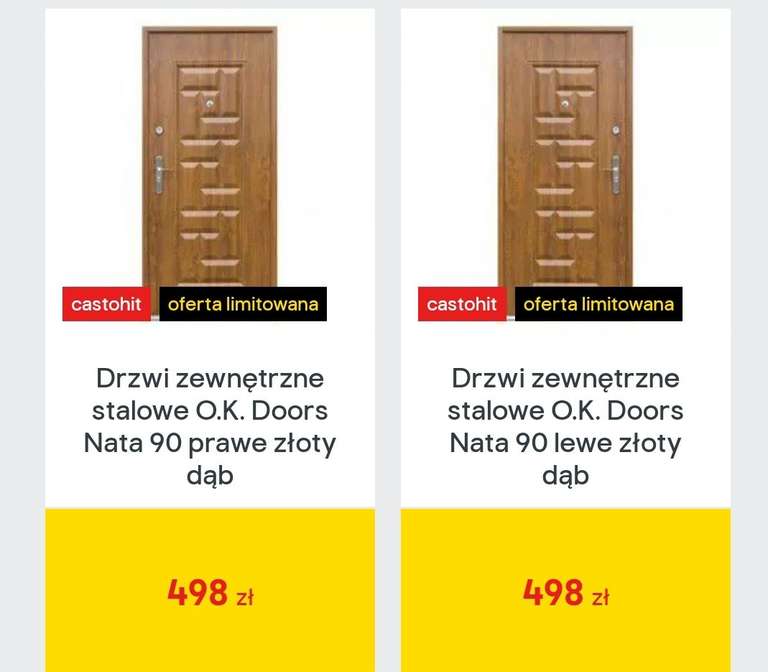Drzwi zewnętrzne stalowe O.K. Doors Nata złoty dąb. Lewe/Prawe. 80 lub 90.