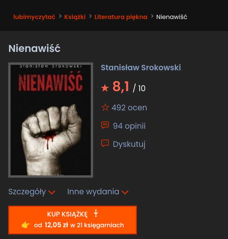 Książka Nienawiść Stanisław Srokowski kanwa do filmu "Wołyń"