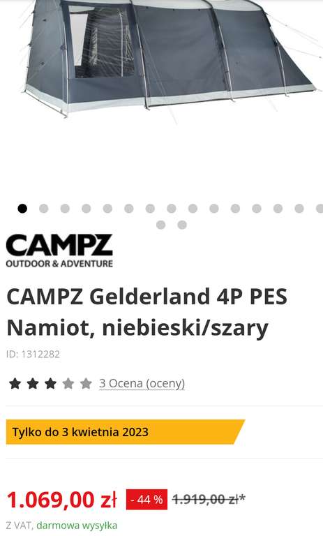 CAMPZ Gelderland 4P PES Namiot kempingowy, niebieski/szary 4 osobowy