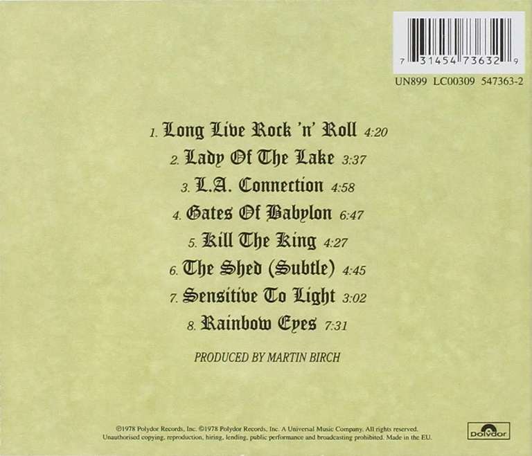 Rainbow "Long Live Rock 'n' Roll" (płyta cd) dostawa 0 zł z Prime