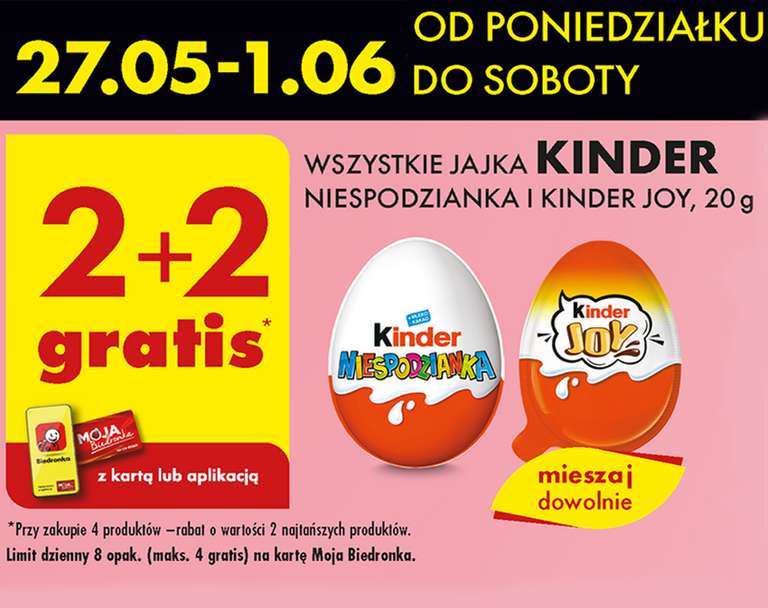 Jajka Kinder Niespodzianka, Kinder Joy 2+2 gratis - Biedronka