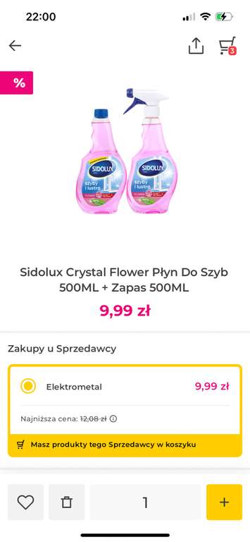 Sidolux Crystal Flower Płyn Do Szyb 500ML + Zapas 500ML
