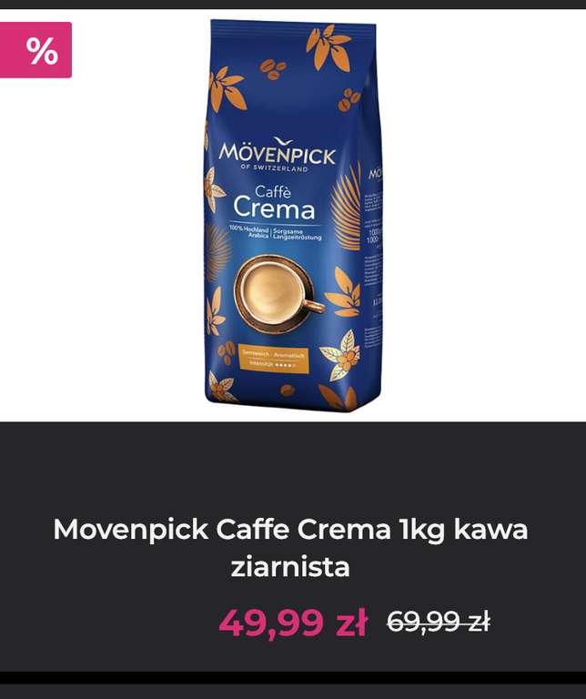 Kawa ziarnista Movenpick Caffe Crema 100% Arabica 1kg InPostFresh 49,99