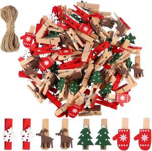 Błąd cenowy | 100 sztuk dekoracyjnych klamerek na Boże Narodzenie, do kalendarza adwentowego, spinaczy do bielizny, drewnianych
