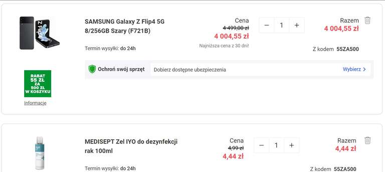 Smartfon Samsung Galaxy Z Flip4 256gb szary po zwrocie 3008,99zł