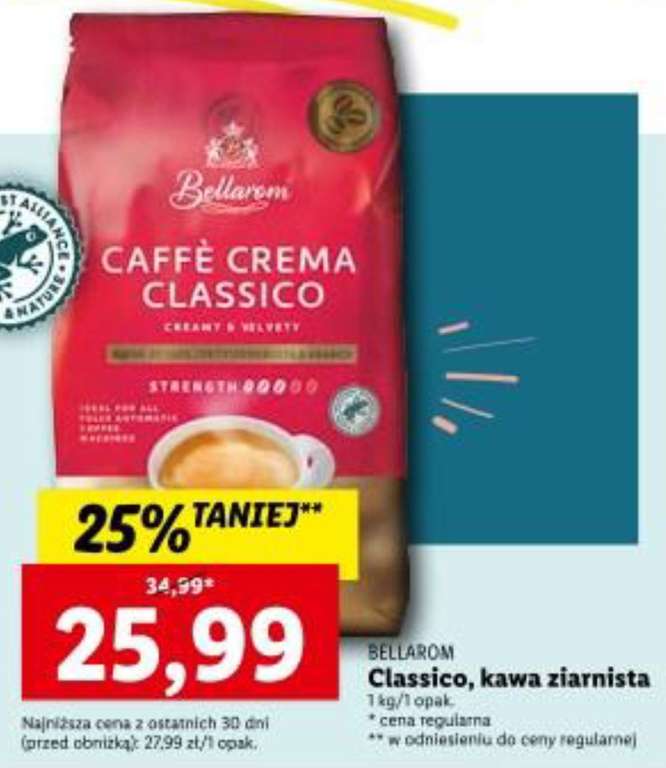 Kawa ziarnista Bellarom Caffe Crema Classico 1kg za 25,99 PLN @LIDL