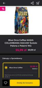 Blue Orca Coffee KAWA COLUMBIANA MACAW Świeżo Palona z Palarni 1KG