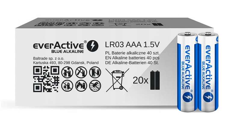 Bateria alkaliczna Everactive AAA (R3) 40 szt. + Bateria alkaliczna Everactive AA (R6) 40 szt.