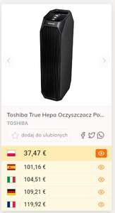 ‎Toshiba True Hepa Oczyszczacz Powietrza (CAF-Z45FR)
