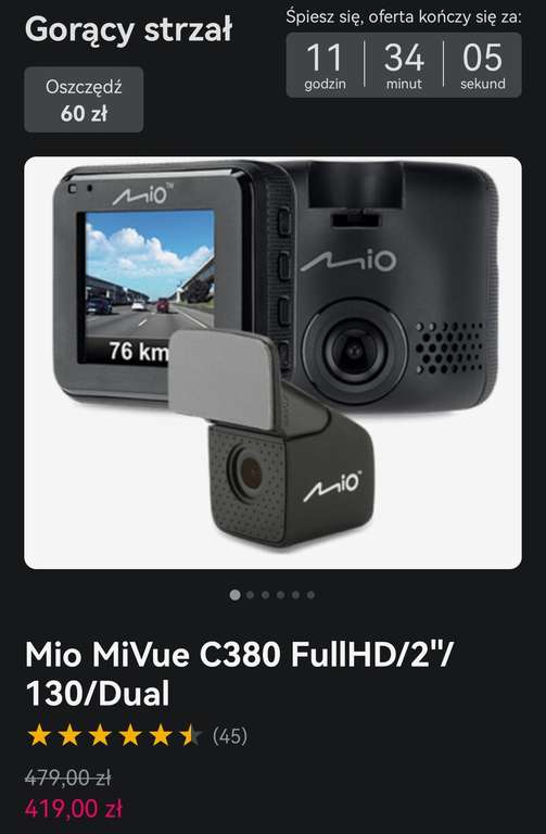 Wideorejestratory Mio MiVue C380 FullHD/2"/130/Dual