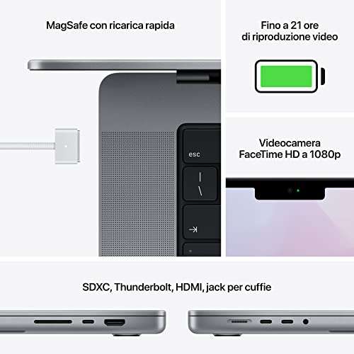 Apple MacBook Pro 2021 (16-calowy, czip Apple M1 Max 32-rdzeniowym procesorem graficznym, 32 GB RAM, 1 TB SSD) – gwiezdna szarość | 2519,49€