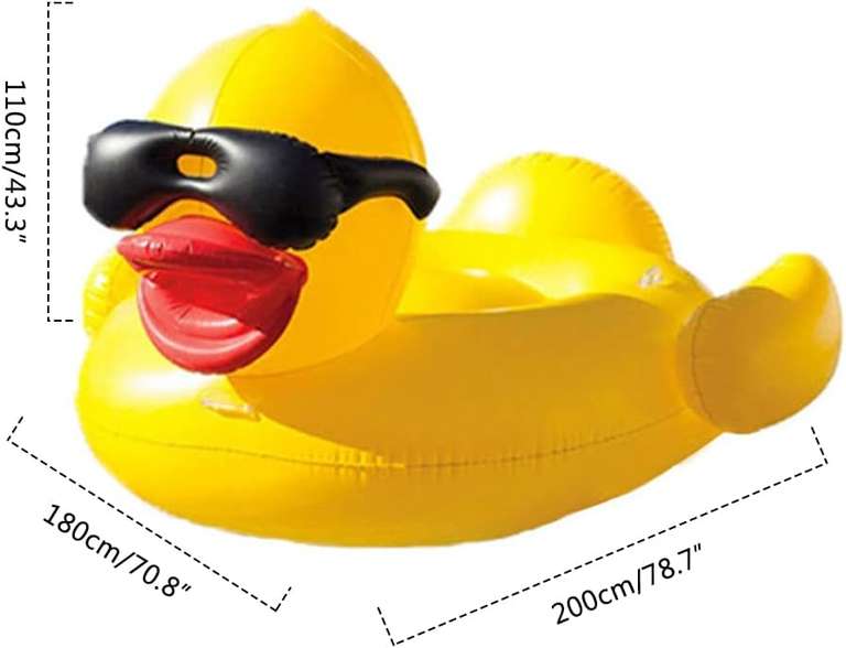 Nadmuchiwana żółta kaczka, zabawka do wody dla dzieci i dorosłych – 200 x 180 x 110 cm