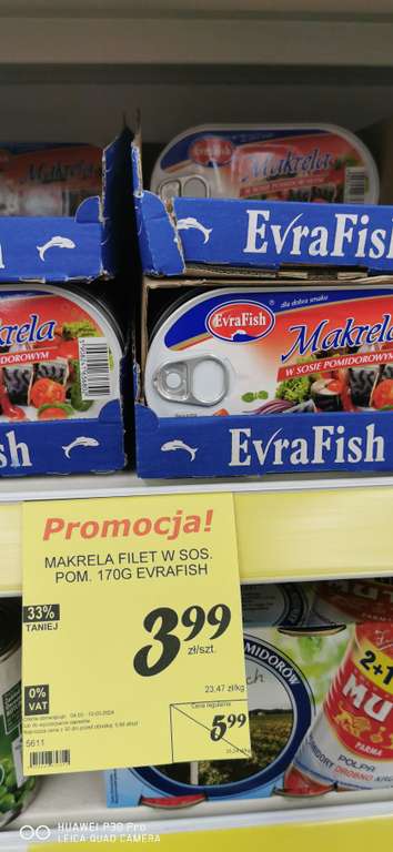 Makrela filet w sosie pomidorowym puszka EvraFish 170g. Lewiatan
