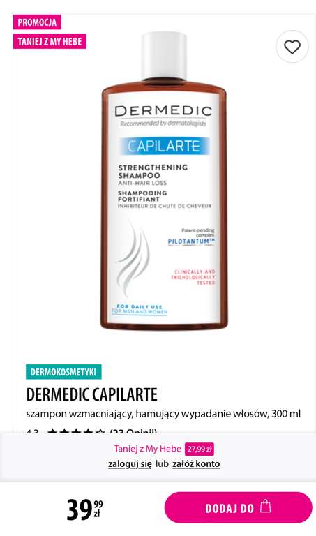 DERMEDIC CAPILARTE szampon 300 ml szampon wzmacniający, hamujący wypadanie włosów, 300 ml
