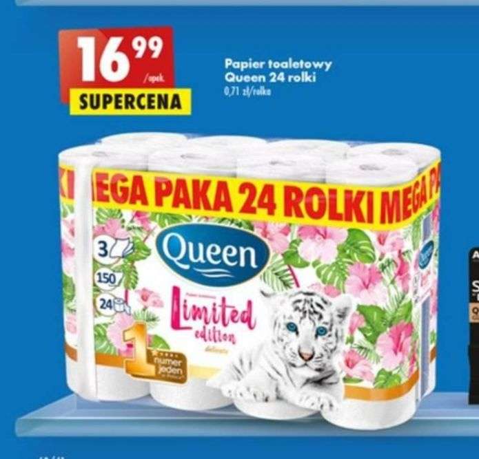 Queen papier toaletowy 24 rolki, 71gr/rolka Biedronka