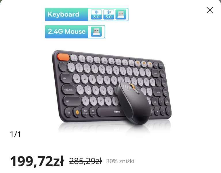 Baseus mysz Bluetooth bezprzewodowa klawiatura komputerowa i mysz Combo z 2.4GHz 38,79$