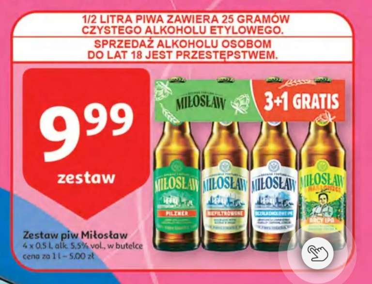Zestaw piw Miłosław 3+1 z Arcyipa za 9,99 w Auchan