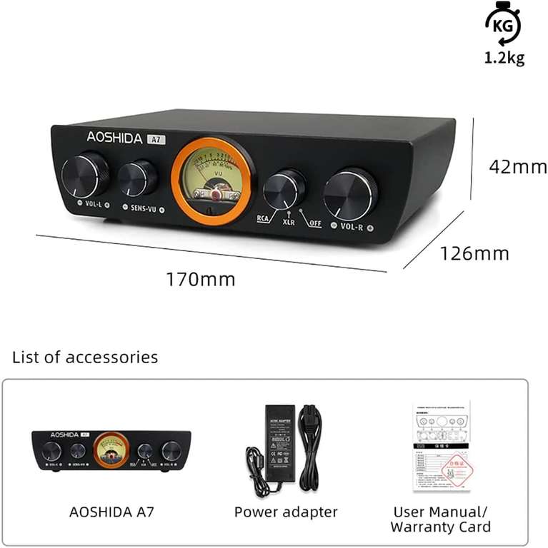 AOSHIDA A7 Zrównoważony Wzmacniacz Mocy : XLR/RCA do RCA/Głośnik 300W*2 TPA3255
