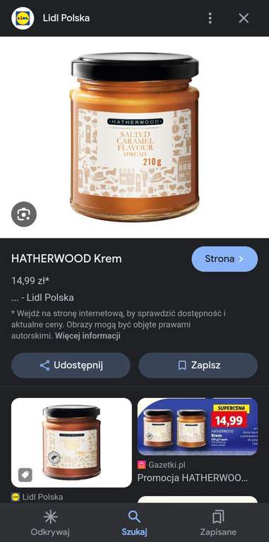 Krem HATHERWOOD Słony karmel Lidl