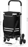 SONGMICS KST007B01 wózek na zakupy, składany, z kieszenią chłodzącą, 35 l, zdejmowana torba, koła do wjeżdżania po schodach, czarny