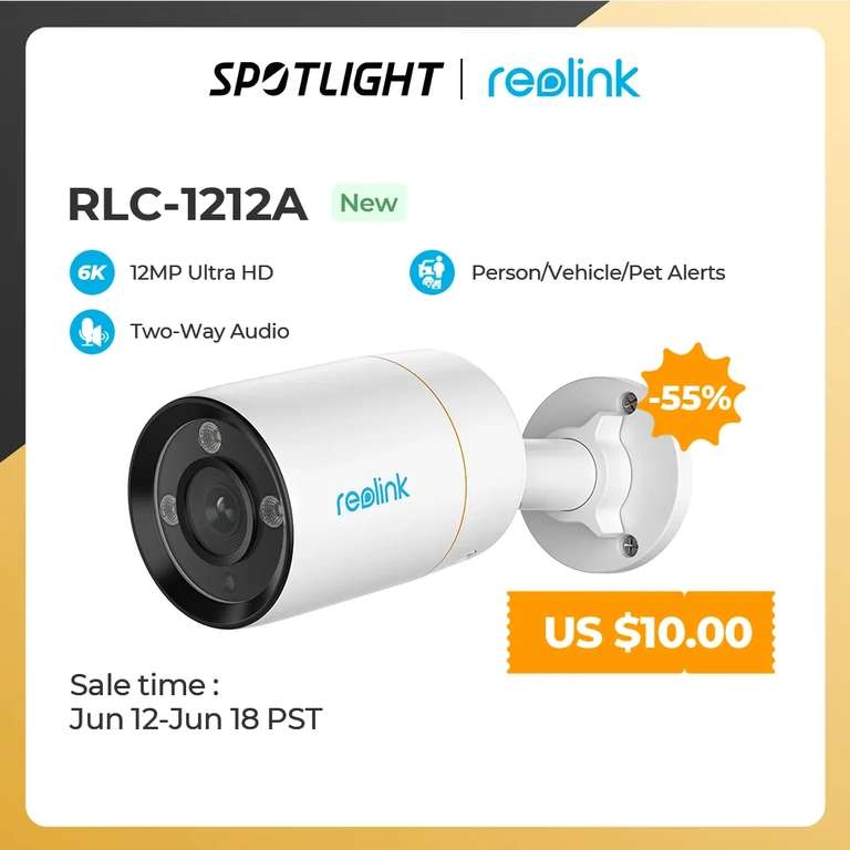 Kamera IP do monitoringu Reolink RLC-1212A lub RLC-1224A 12MP | Wysyłka z DE | $119.26 (możliwe $104.87 z CN) @ Aliexpress