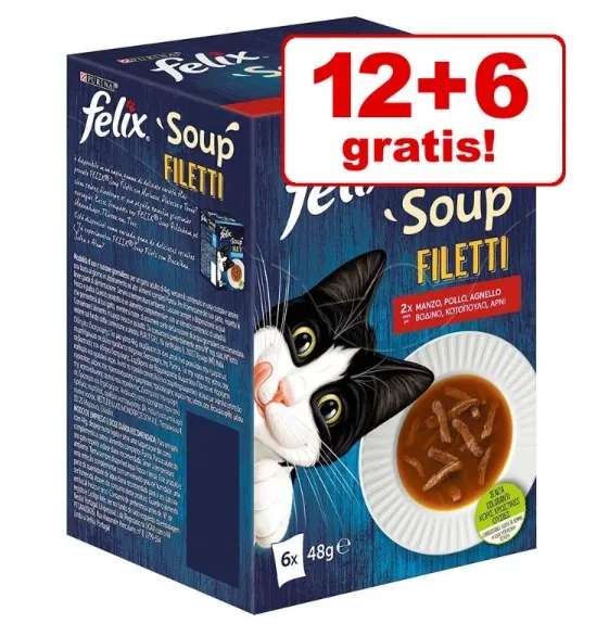 12+6 Felix Soup/Filet, 18 x 48g - karma uzupełniająca dla kota