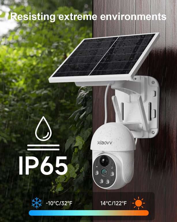 XIAOVV kamera zewnętrzna z panelem słonecznym, 2.4G HZ wifi, 2MP, HD, 10000mAh