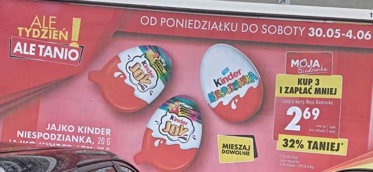 Jajko Kinder Niespodzianka 2,69 zł przy zakupie 3 sztuk - Biedronka