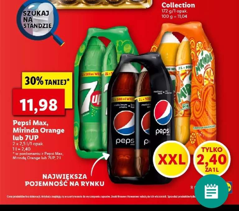 Pepsi max, Mirinda, 7 UP 2x2.5l, Lidl , 2.40zł/1l , ogólnopolska
