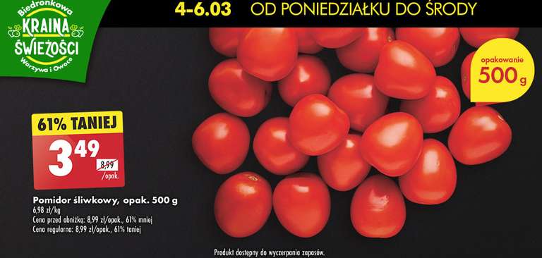 Pomidory śliwkowe 0,5 kg @Biedronka