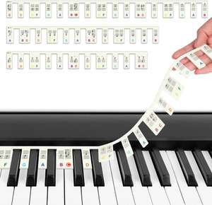 URAQT Silikonowe naklejki fortepianowe wielokrotnego użytku, 88 naklejek, zdejmowane, dla dzieci