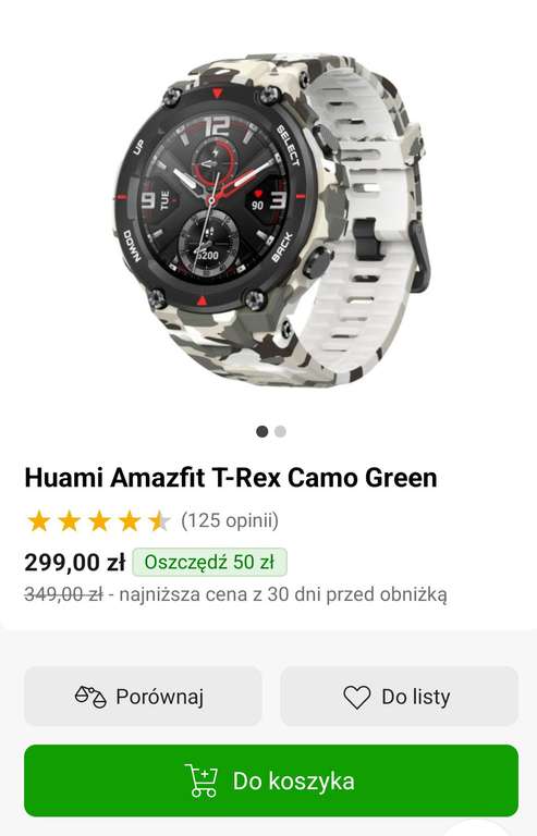 Smartwatch Huami Amazfit T-Rex Khaki Bardzo dobry zegarek sportowy. Możliwe 279 po zapisaniu się do newslettera
