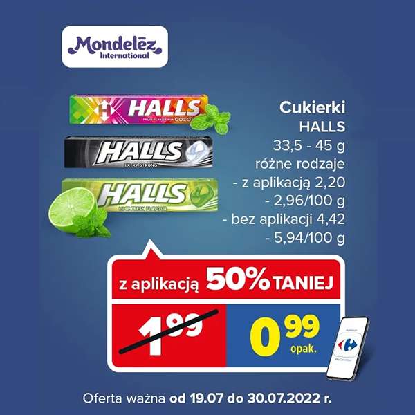 Cukierki HALLS 0.99zł/szt z kuponem - Carrefour