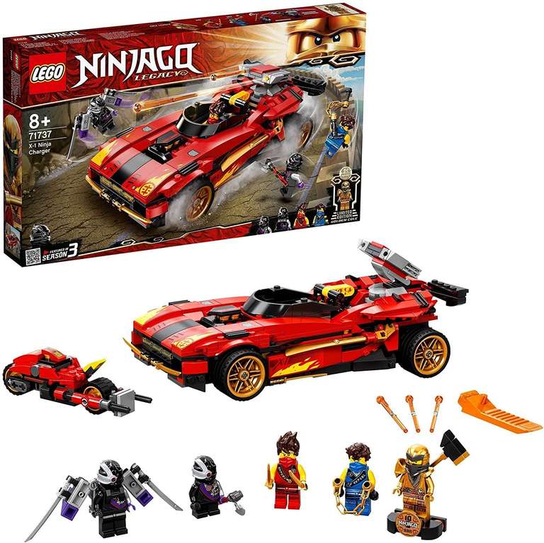 LEGO NINJAGO Legacy 71737 Ninjaścigacz X-1 — zestaw ninja z motocyklem i kolekcjonerskimi figurkami (599 elementów)
